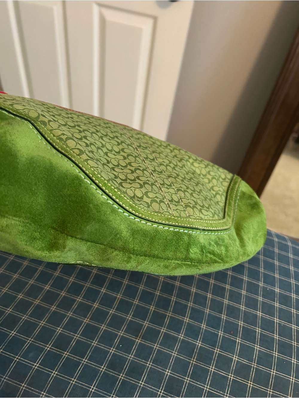 Coach Green and Tan Buckle-Front Shoulder Bag - Picture 4 of 5